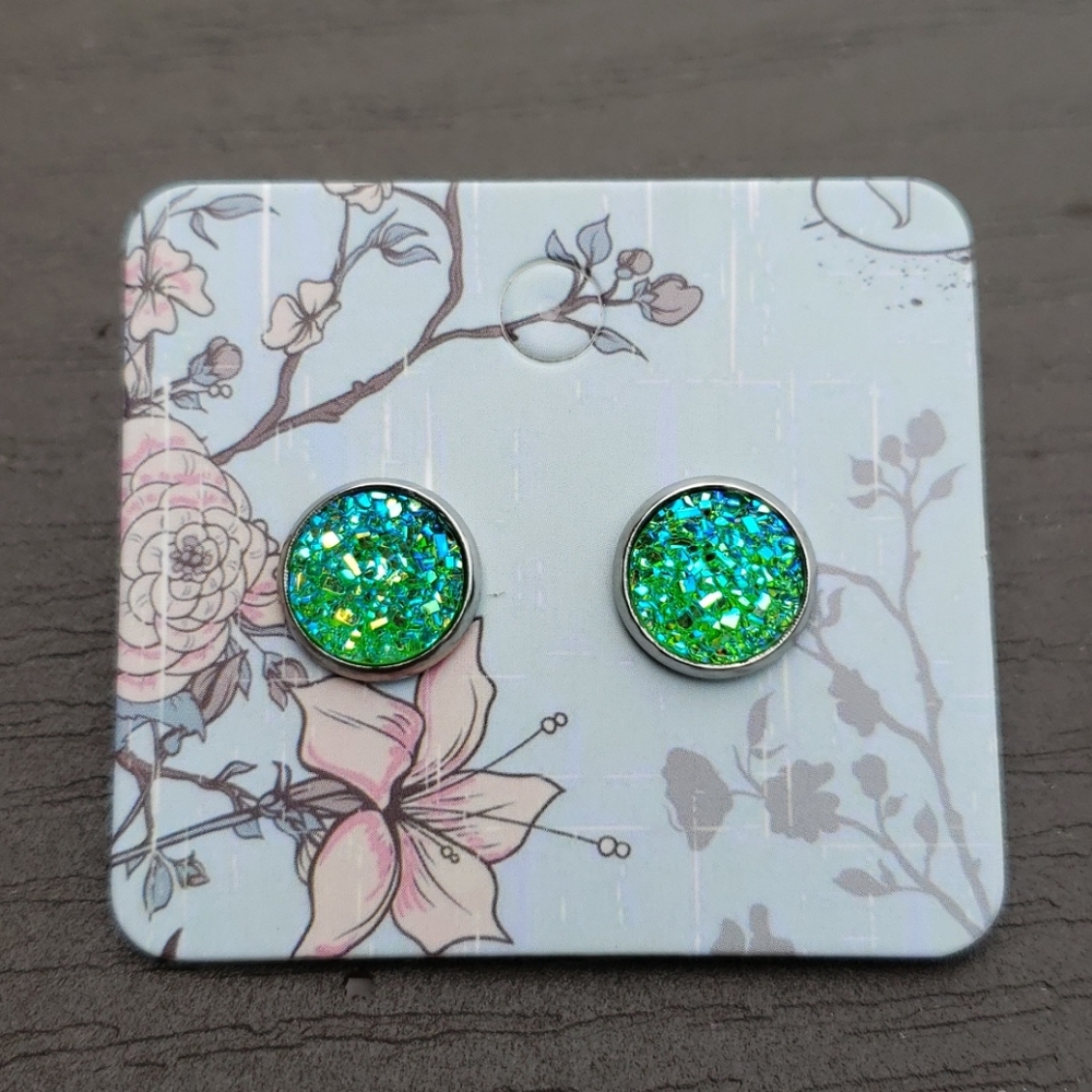 Handcrafted 10mm Faux Druzy Earrings